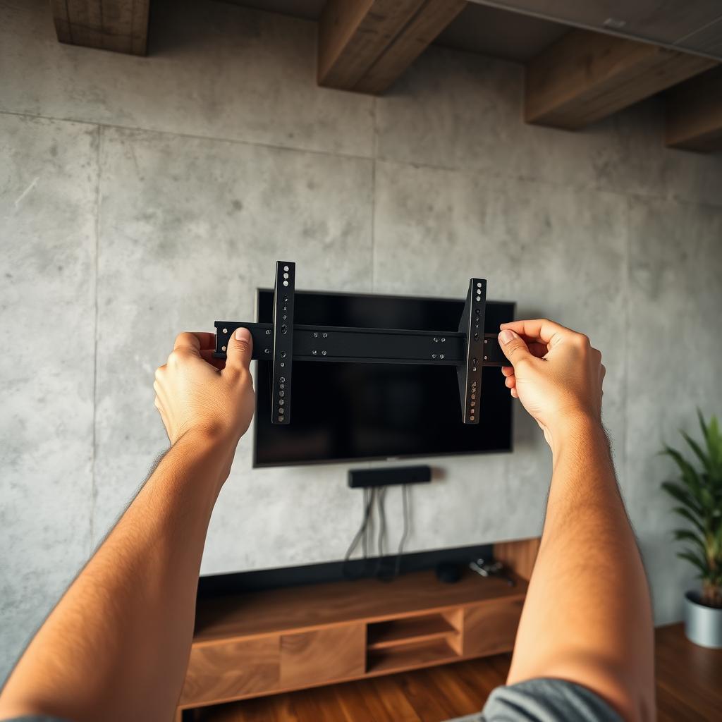 Telewizor zamontowany na ścianie w salonie
